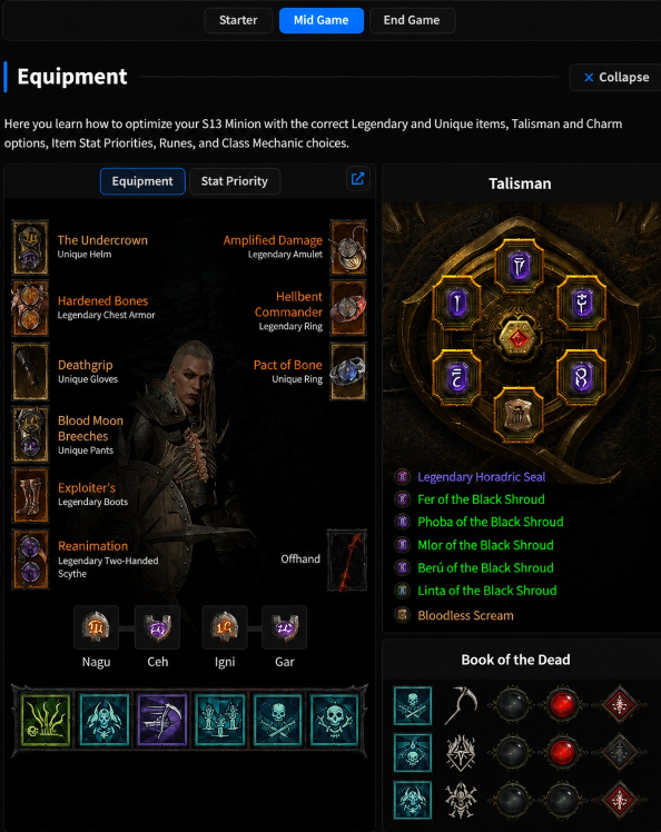 S13-20 Slots Minion Necromancer Endgame Build 5*900IP Ancestral Legendary + 4*900IP Ancestral Unique+7*Charm+4 runes