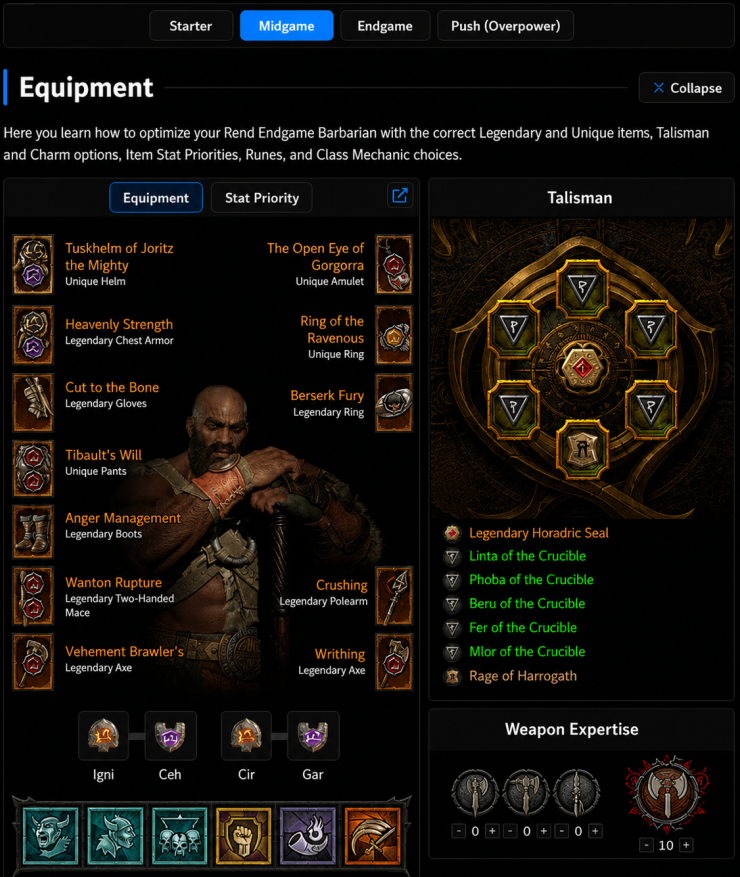 S13-23 Slots Rend Barbarian Endgame Build 8*2GA Ancestral Legendary + 4*2GA Ancestral Unique+7*Charm+4 runes